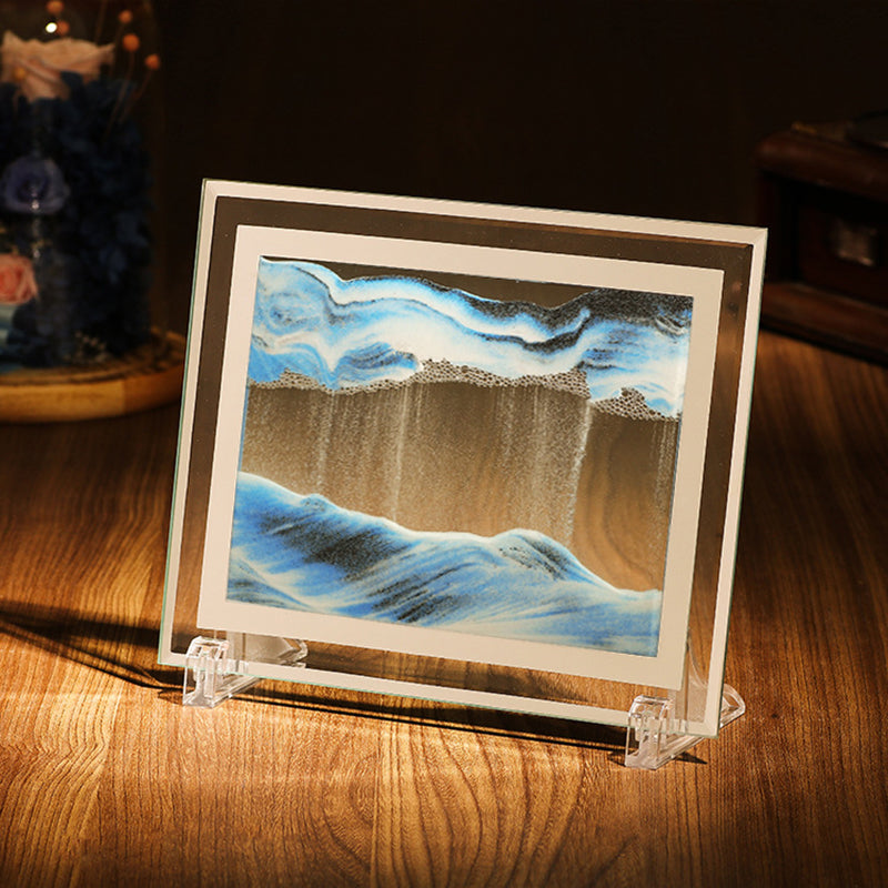 5-inch Flowing Sand Landscape Painting 3D Glass Moving Sand Art Painting Ornament Liquid Hourglass Home Decor 5-inch Flowing Sand Landscape Painting 3D Glass Moving Sand Art Painting Ornament Liquid Hourglass Home Decor